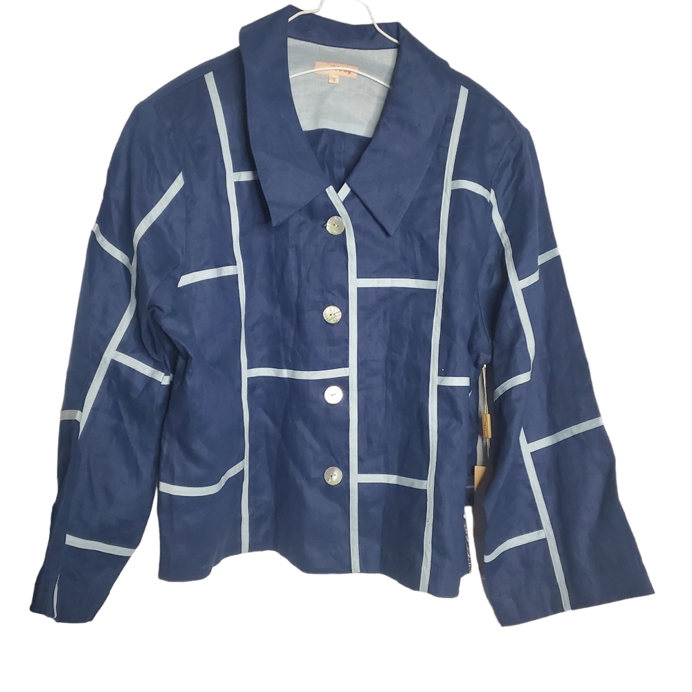 ...Way Blue Linen Jacket
